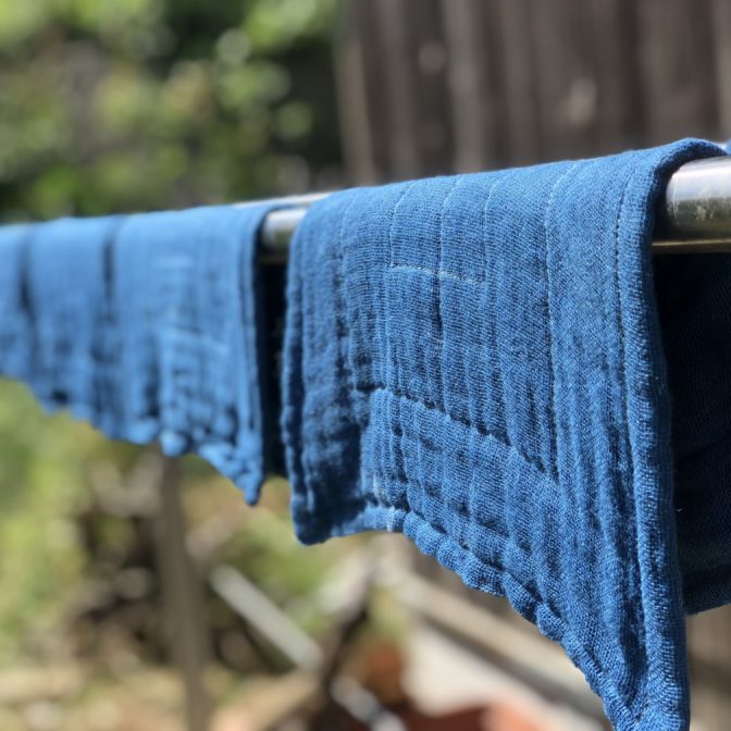 日本の藍染めおだい布巾