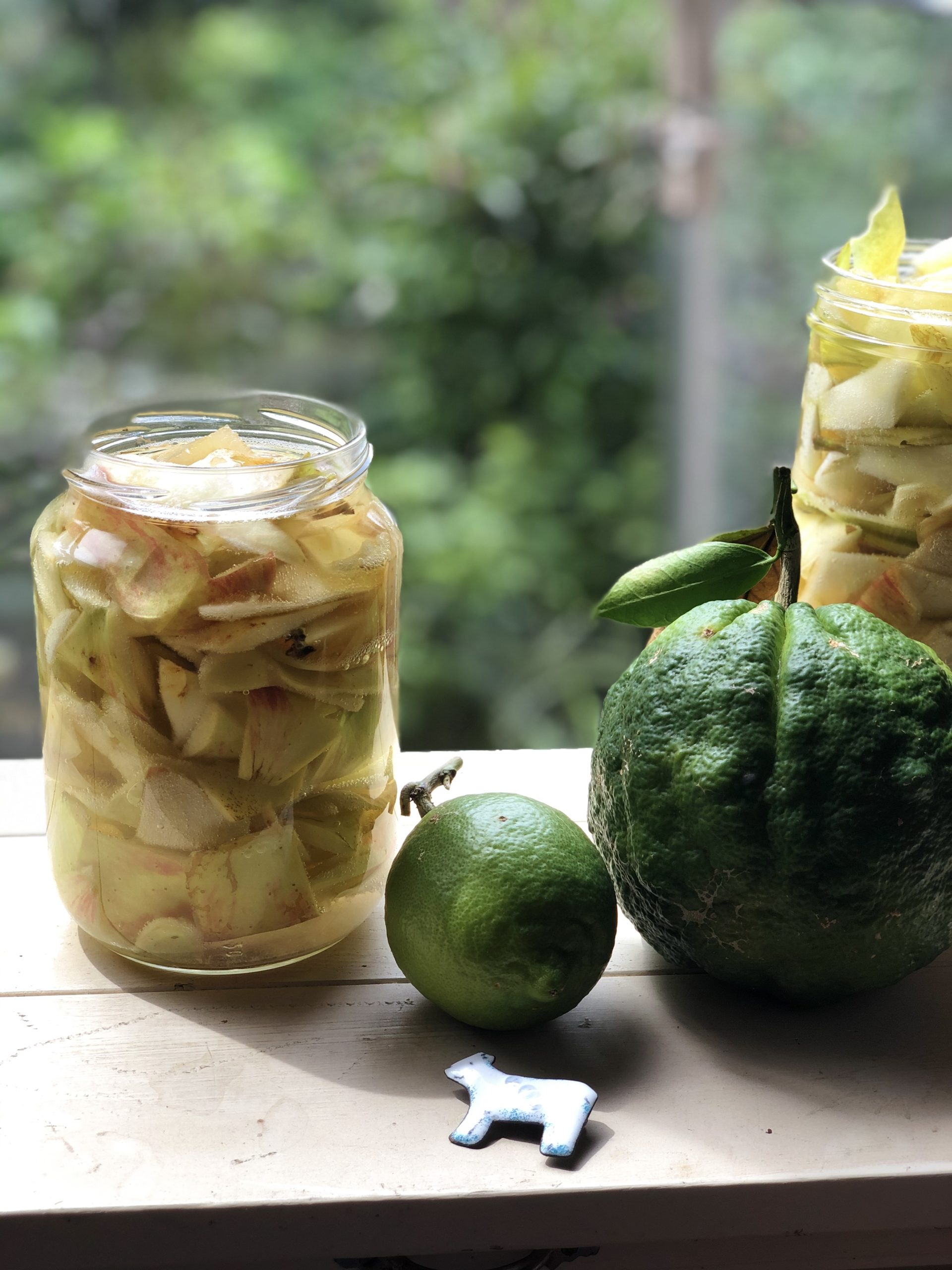 有機リンゴの皮と心を使って酵母作り