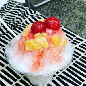 無農薬自家製シロップの苺&桃&すもものかき氷