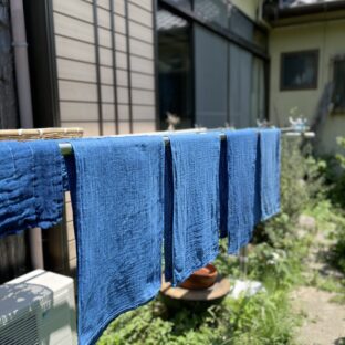 正藍染ロングタオル　ガーゼタオル